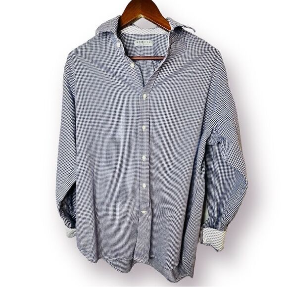 Jack Stone by Thomas Dean Gingham Plaid Casual Button Down Shirt Cotton Purple L - Picture 3 of 8